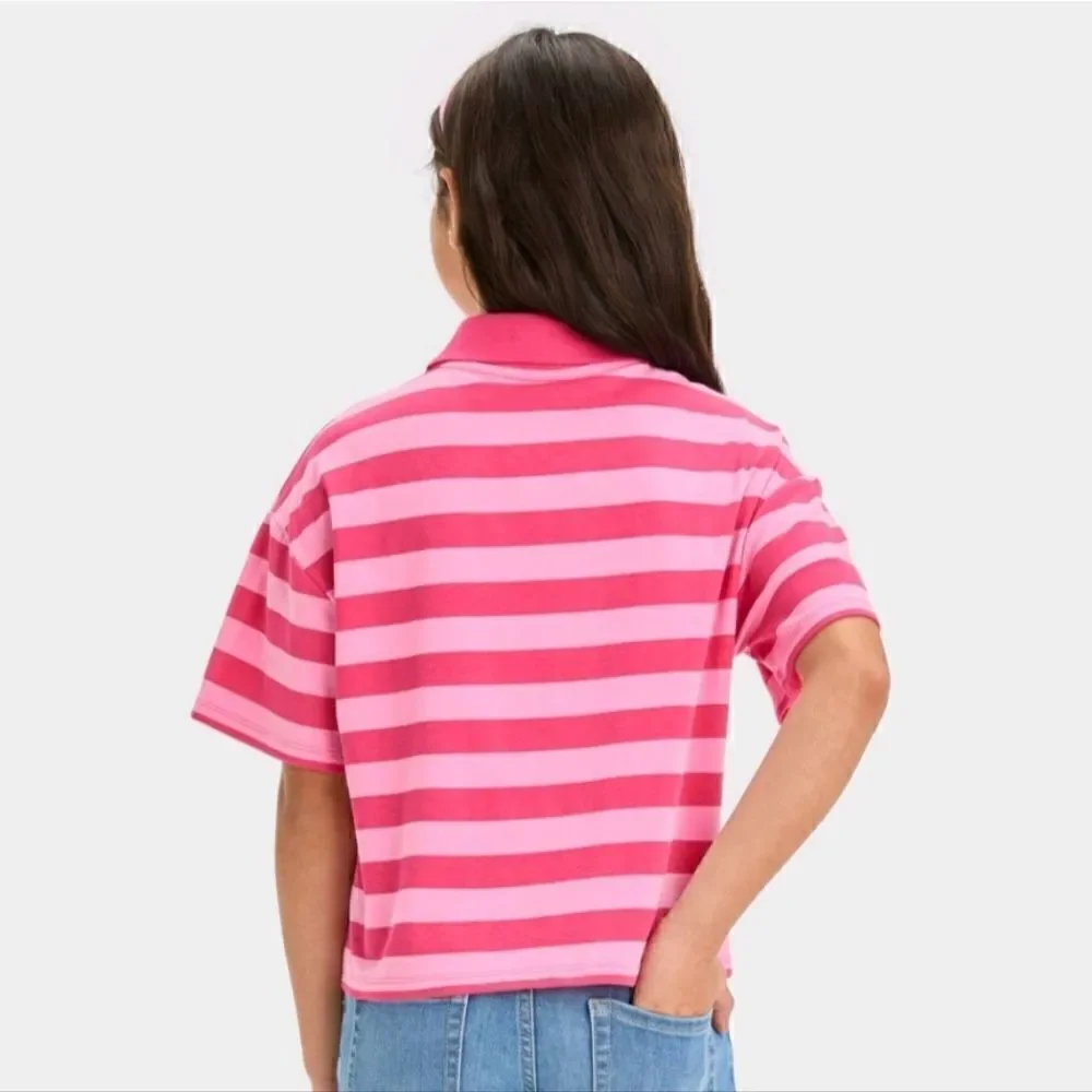 Nwt Girls' Disney Lady & The Tramp Valentine's Day Croped Polo Graphic T-Shirt